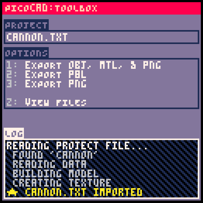 screenshot of picoCAD toolbox